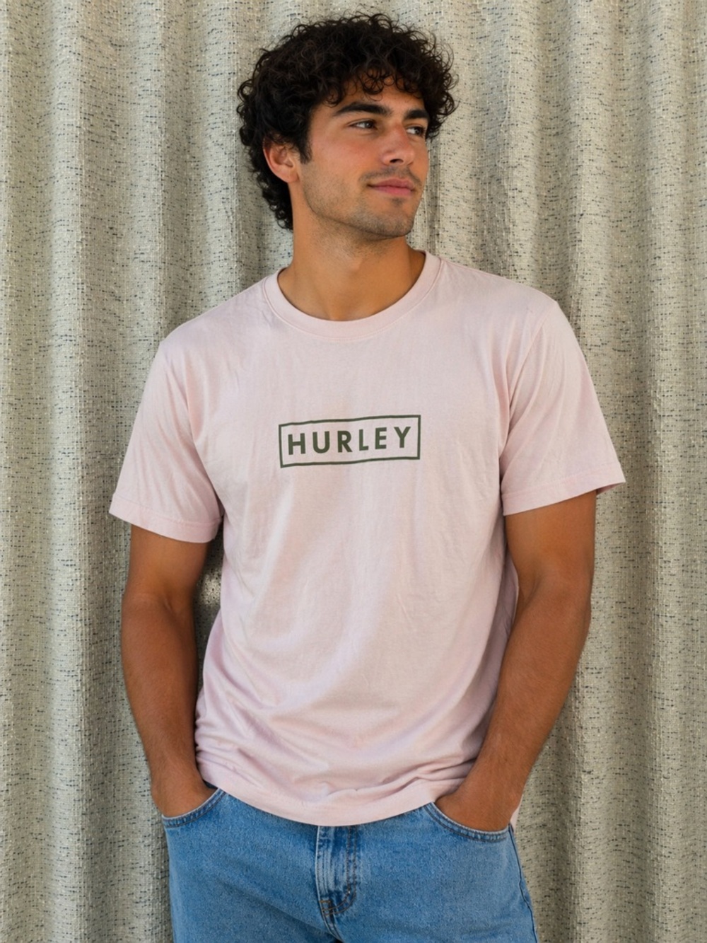 Hurley Men's Light Pink Logo Crew Tee NWT size M